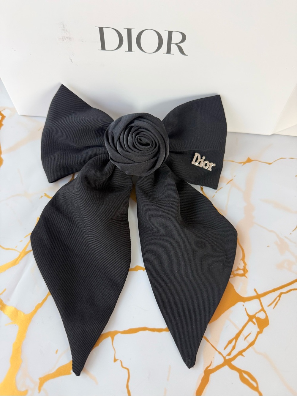 Dior Hair Bow Black Fabric Bow Clip NO TAG NO BOX NEW